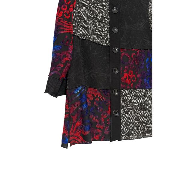 Caleesa Mixed Print & Texture Button Up Tunic, Size S - Picture 4 of 6